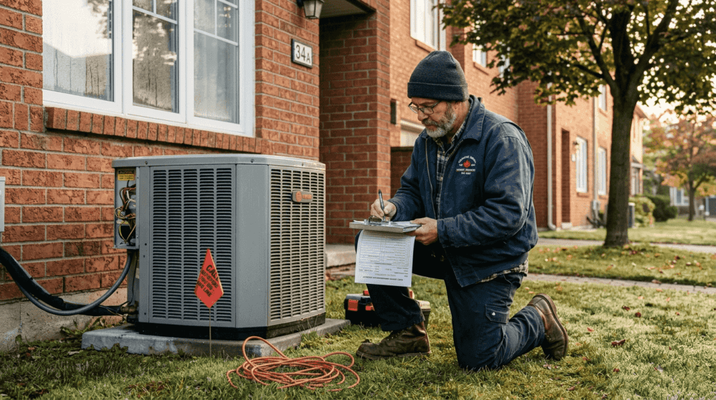 1773547562701_Technician-inspecting-heat-pump-outside-home-4 - CoolFix Appliance & HVAC Service Technician inspecting heat pump outside home